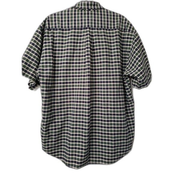 Tommy Hilfiger Men's Button Down Shirt Size XL Blue & Green Plaid Short Sleeve - Picture 3 of 7